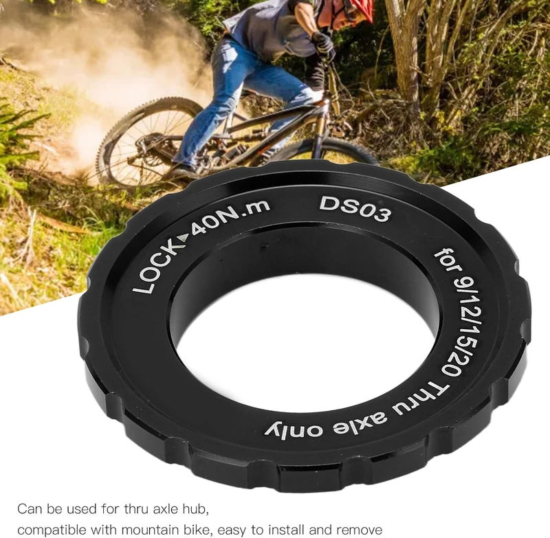 OUKENS Centerlock Lockring, Rust Resistant Anti Deformation Universal Aluminum Alloy Centerlock Lock Cover Ring Disc Rotor Lockring Bike Accessory Centerlock Rotors Tool for Bike Mountain（Black） - Image 2